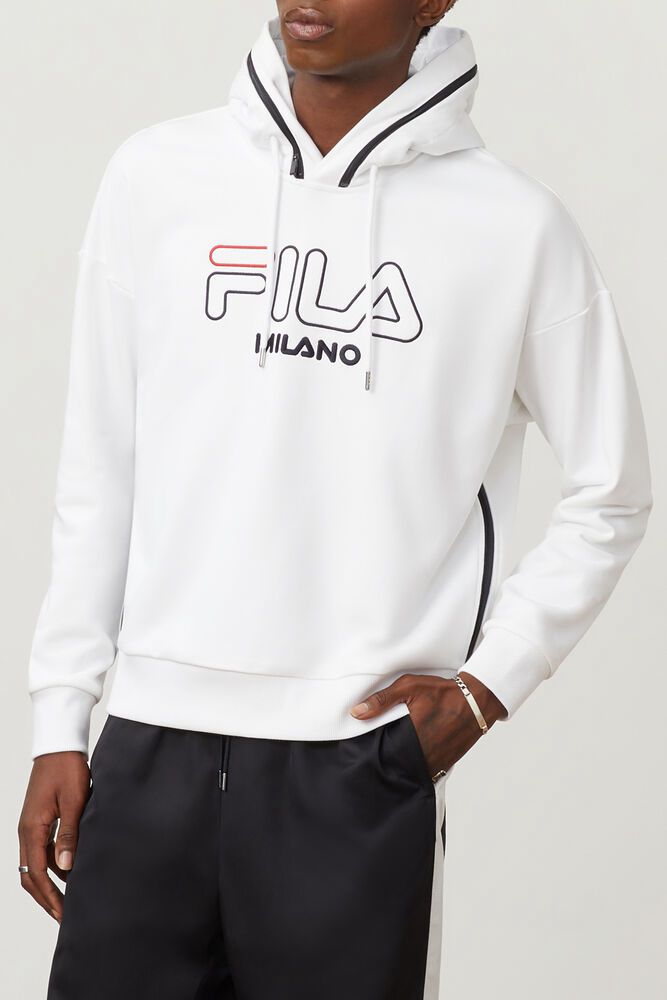 Fila Hættetrøje Herre Hvide Milano French Terry NWT-412068